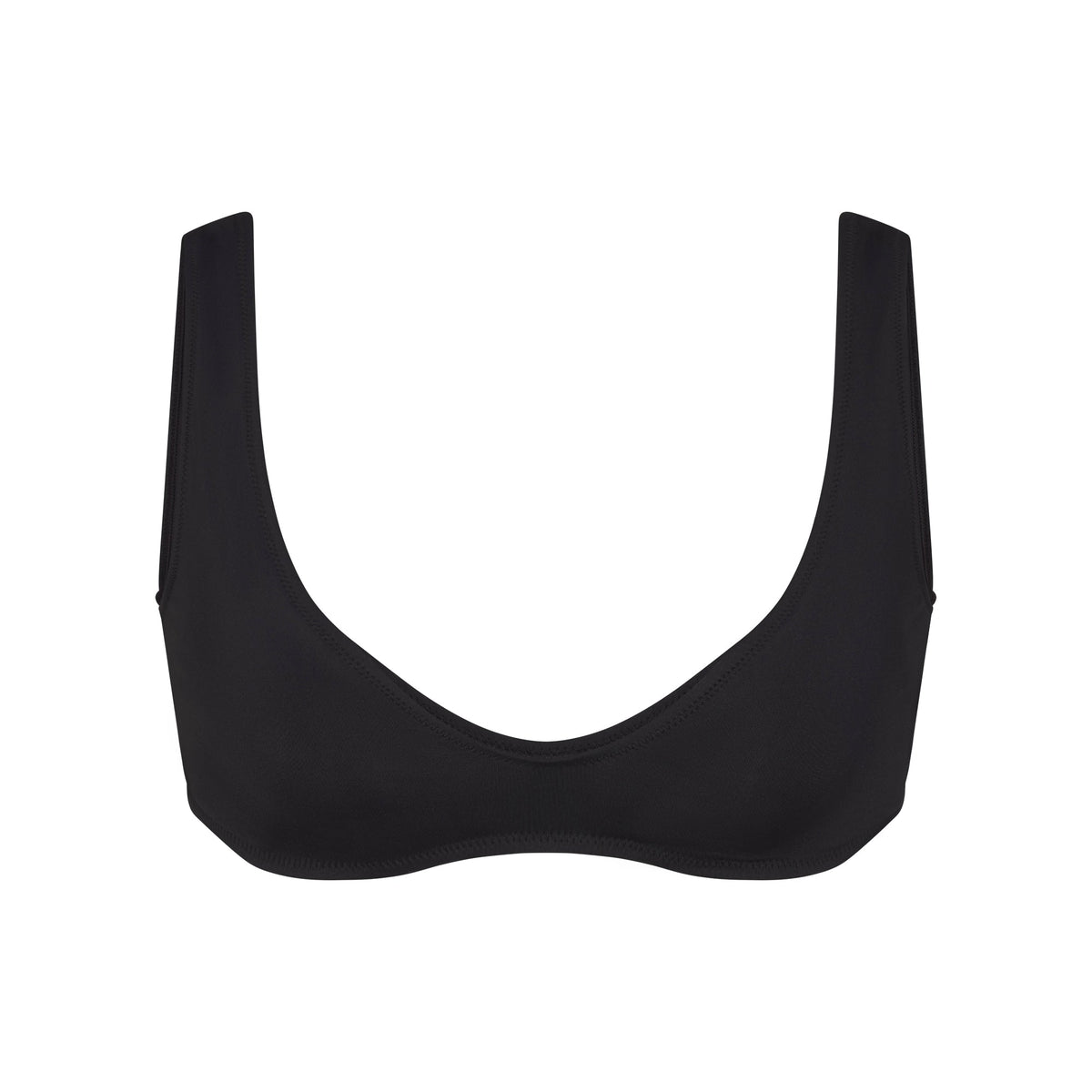 SIGNATURE SWIM PLUNGE BIKINI TOP | ONYX FLAT ON A WHITE BACKGROUND | FLT