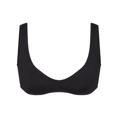 SIGNATURE SWIM PLUNGE BIKINI TOP | ONYX FLAT ON A WHITE BACKGROUND | FLT