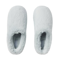 FAUX FUR SLIPPER | ZEN BLUE FLAT ON A WHITE BACKGROUND | FLT @ | FOCUS: 0.0, 1.0, 0.9
