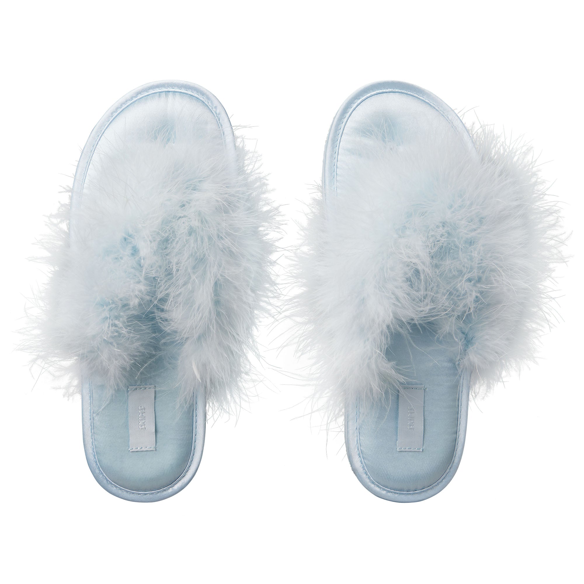 FAUX FEATHER SLIPPER | BABY BLUE ADDITIONAL FABRIC DETAILS