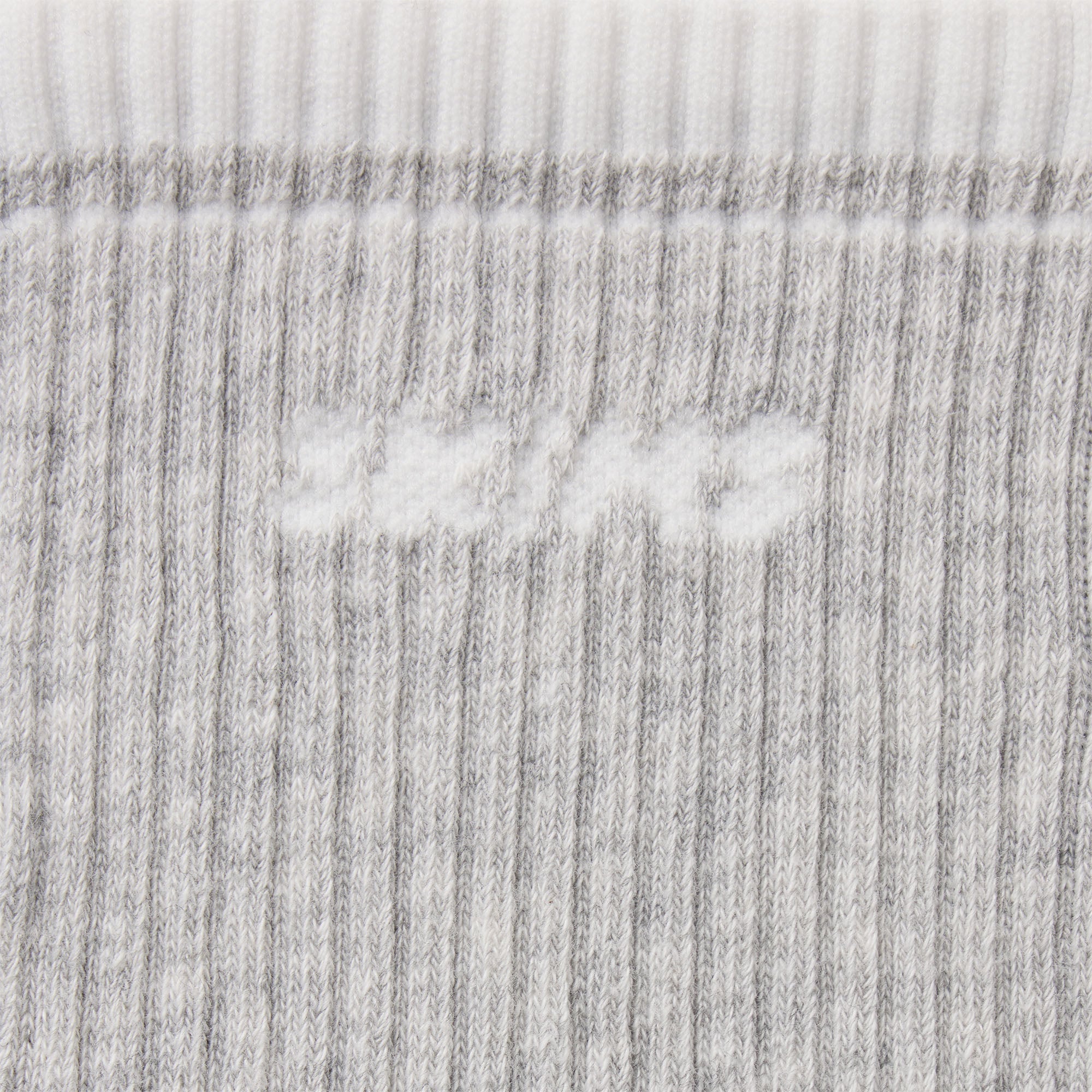 RIBBED CREW LOGO SOCK | LIGHT HEATHER GREY AND SNOW & LAYS FLAT ON A WHITE BACKGROUND | FLT
