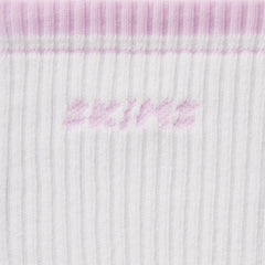 RIBBED CREW LOGO SOCK | SNOW AND CHERRY BLOSSOM & LAYS FLAT ON A WHITE BACKGROUND | FLT