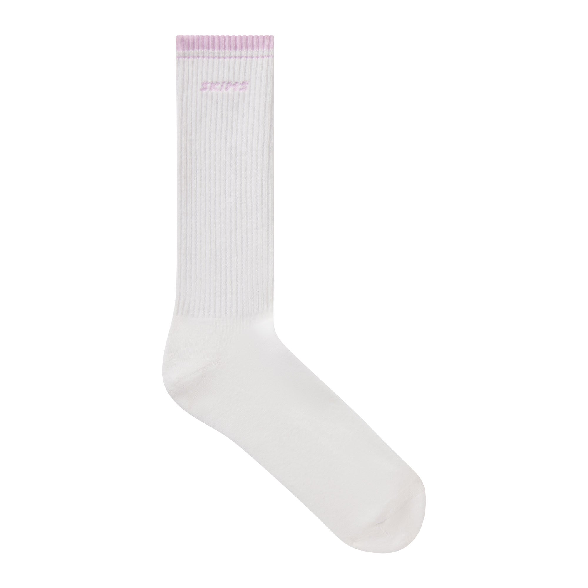 RIBBED CREW LOGO SOCK | SNOW AND CHERRY BLOSSOM & LAYS FLAT ON A WHITE BACKGROUND | FLT