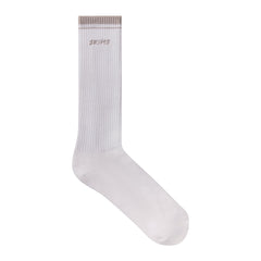 RIBBED CREW LOGO SOCK | SNOW AND STONE & LAYS FLAT ON A WHITE BACKGROUND | FLT