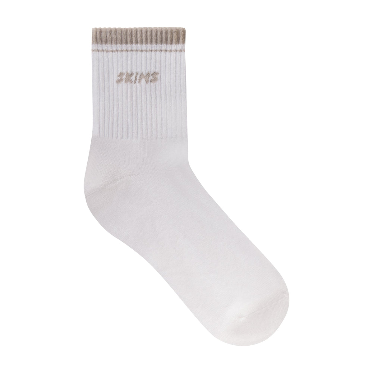 RIBBED QUARTER CREW LOGO SOCK | SNOW AND STONE & LAYS FLAT ON A WHITE BACKGROUND | FLT