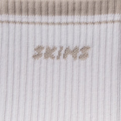RIBBED CREW LOGO SOCK 3-PACK | STONE MULTI & LAYS FLAT ON A WHITE BACKGROUND | FLT