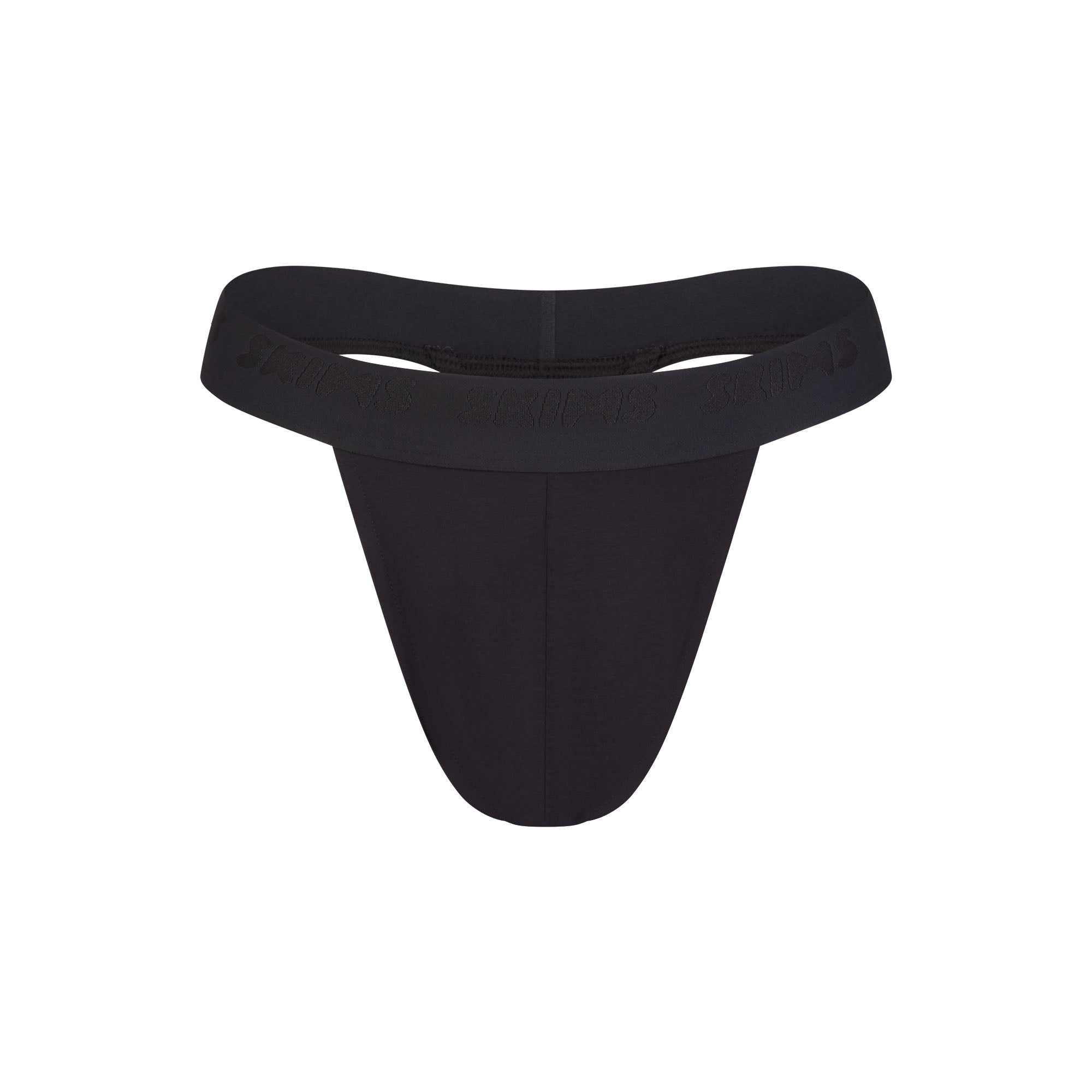 SKIMS STRETCH MENS THONG | OBSIDIAN FLAT ON A WHITE BACKGROUND