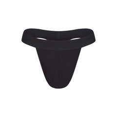 SKIMS STRETCH MENS THONG | OBSIDIAN FLAT ON A WHITE BACKGROUND | FLT @ | FOCUS: 0.0, 1.0, 0.9