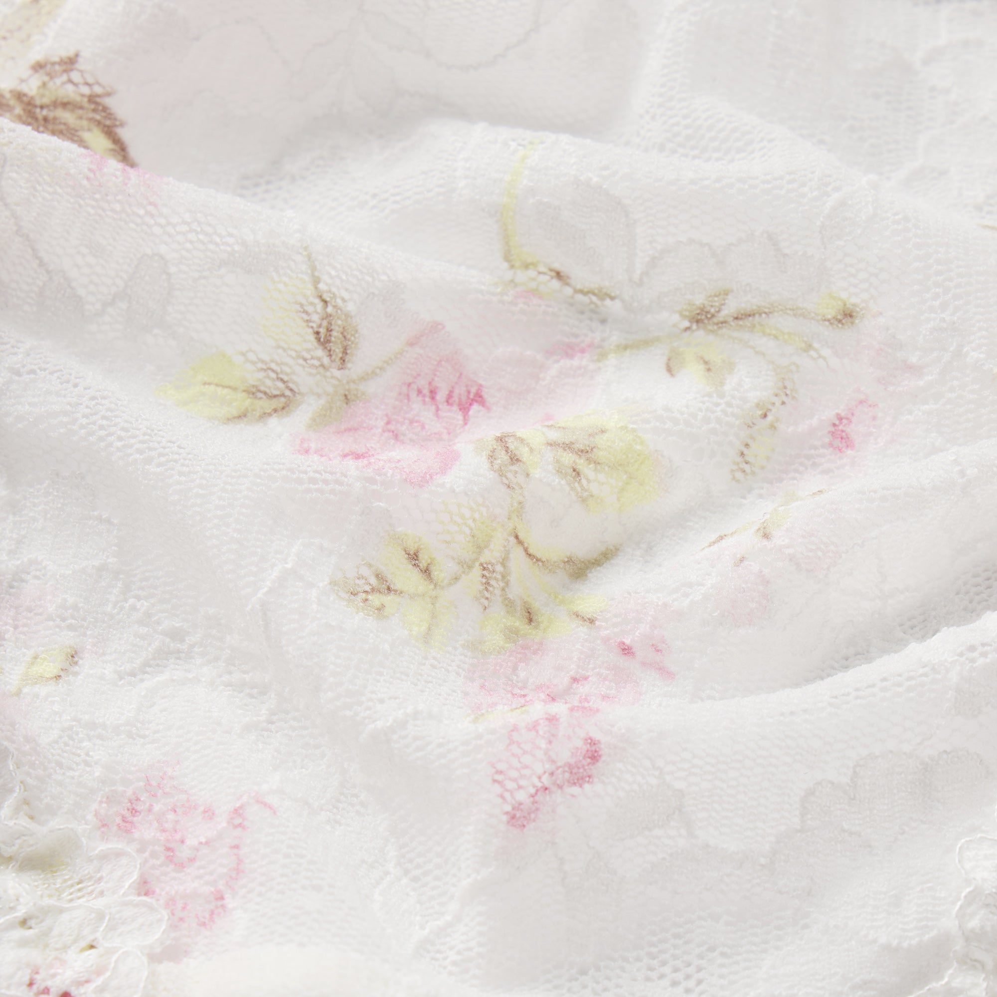 STRETCH LACE TRIANGLE BRALETTE | SNOW VINTAGE FLORAL PRINT ADDITIONAL FABRIC DETAILS