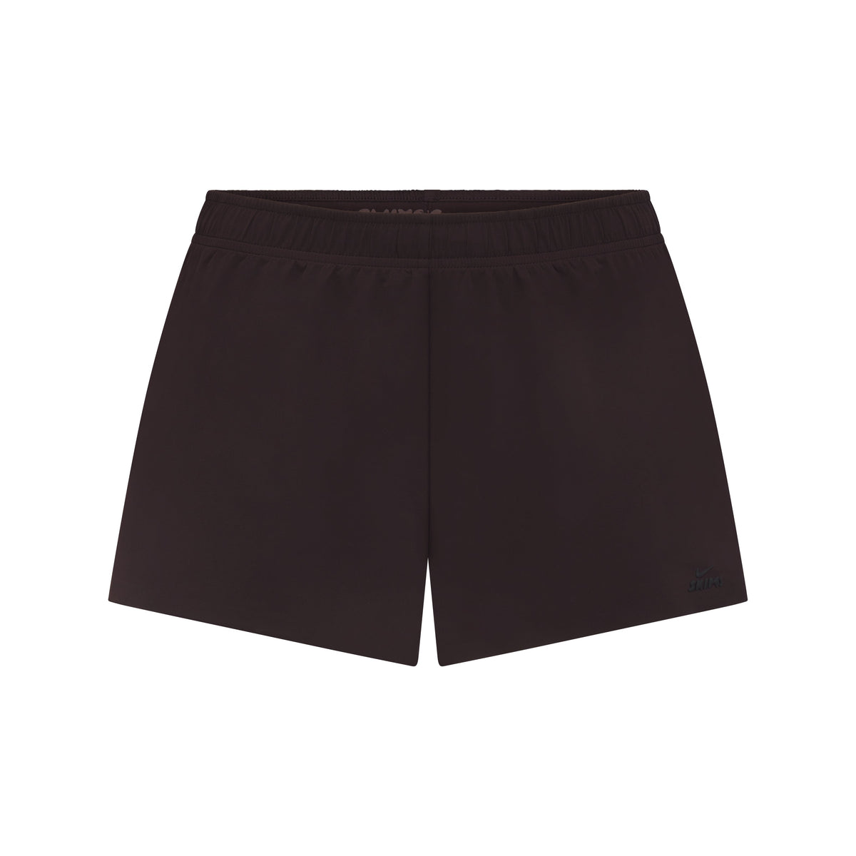 NikeSKIMS STRETCH NYLON RUNNER SHORT | DARK ROAST & LAYS FLAT ON A WHITE BACKGROUND | FLT