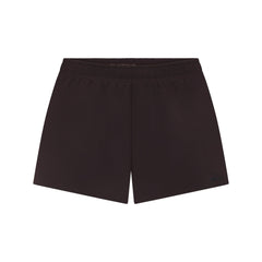 NikeSKIMS STRETCH NYLON RUNNER SHORT | DARK ROAST & LAYS FLAT ON A WHITE BACKGROUND | FLT