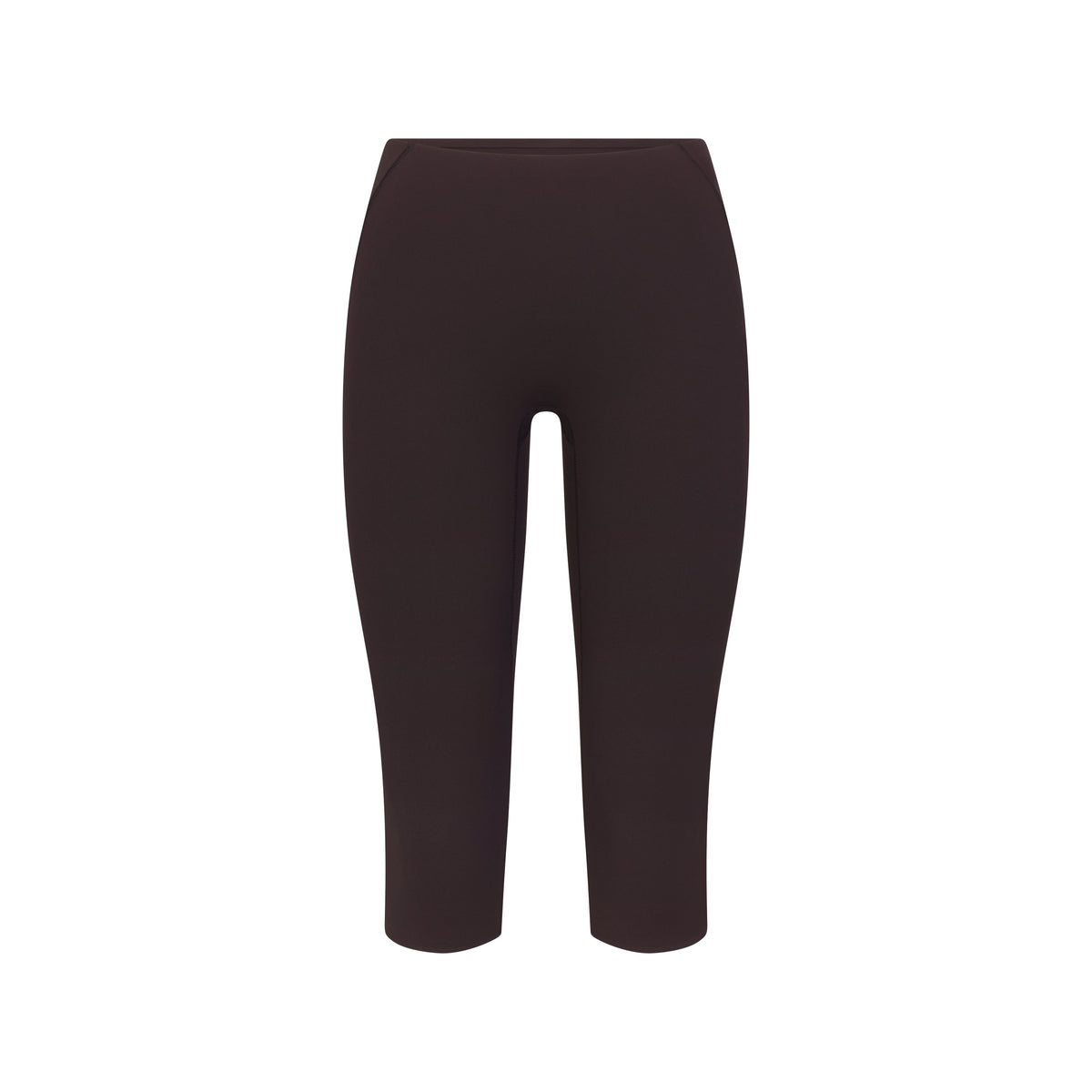 NikeSKIMS STUDIO STRETCH 17" CAPRI LEGGING | DARK ROAST | DRIFTWOOD FLAT ON A WHITE BACKGROUND | FLT
