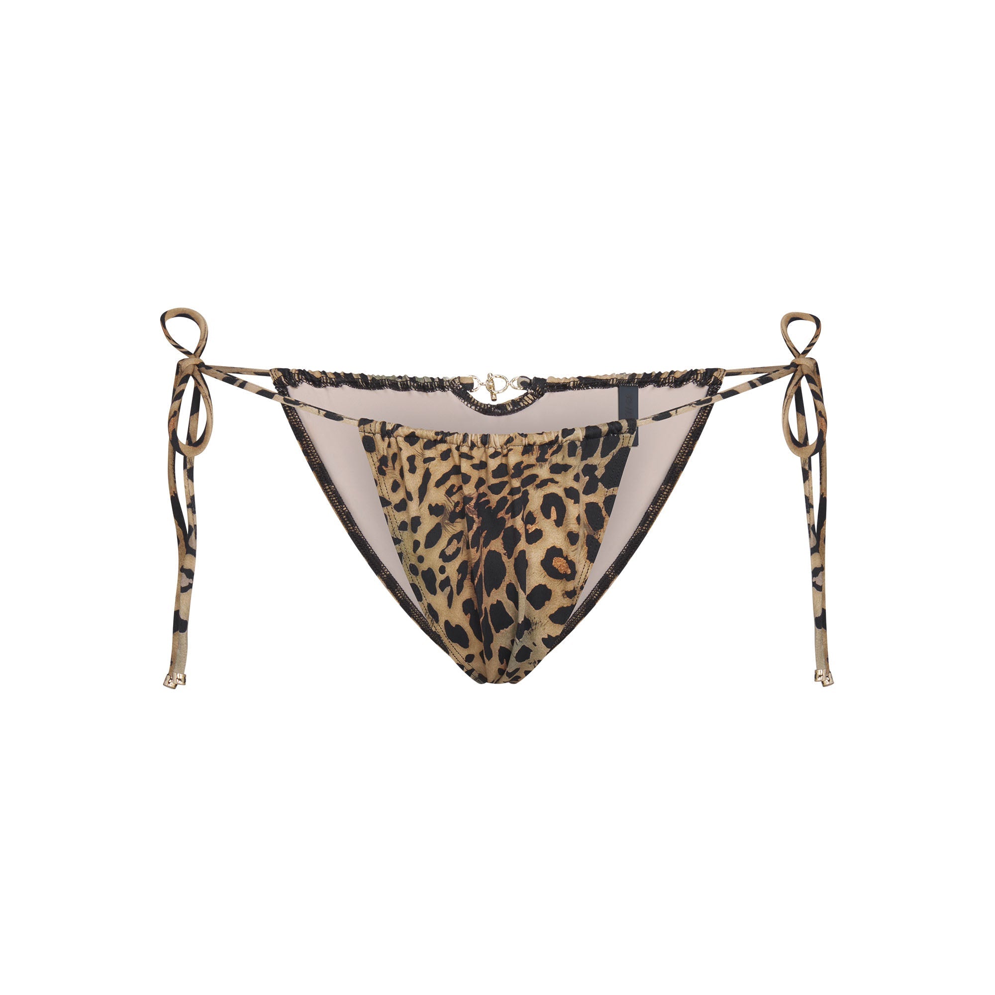 ICONIC SWIM HARDWARE TIE SIDE BIKINI BOTTOM | CHEETAH SKIN PRINT FLAT ON A WHITE BACKGROUND | FLT
