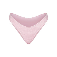 SATIN SWIM SMOCKED CHEEKY TANGA BIKINI BOTTOM | CHERRY BLOSSOM FLAT ON A WHITE BACKGROUND | FLT