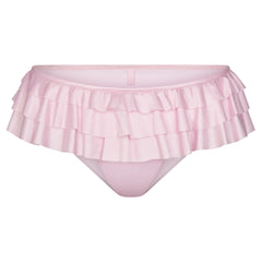 SATIN SWIM RUFFLE BIKINI BOTTOM | CHERRY BLOSSOM FLAT ON A WHITE BACKGROUND | FLT