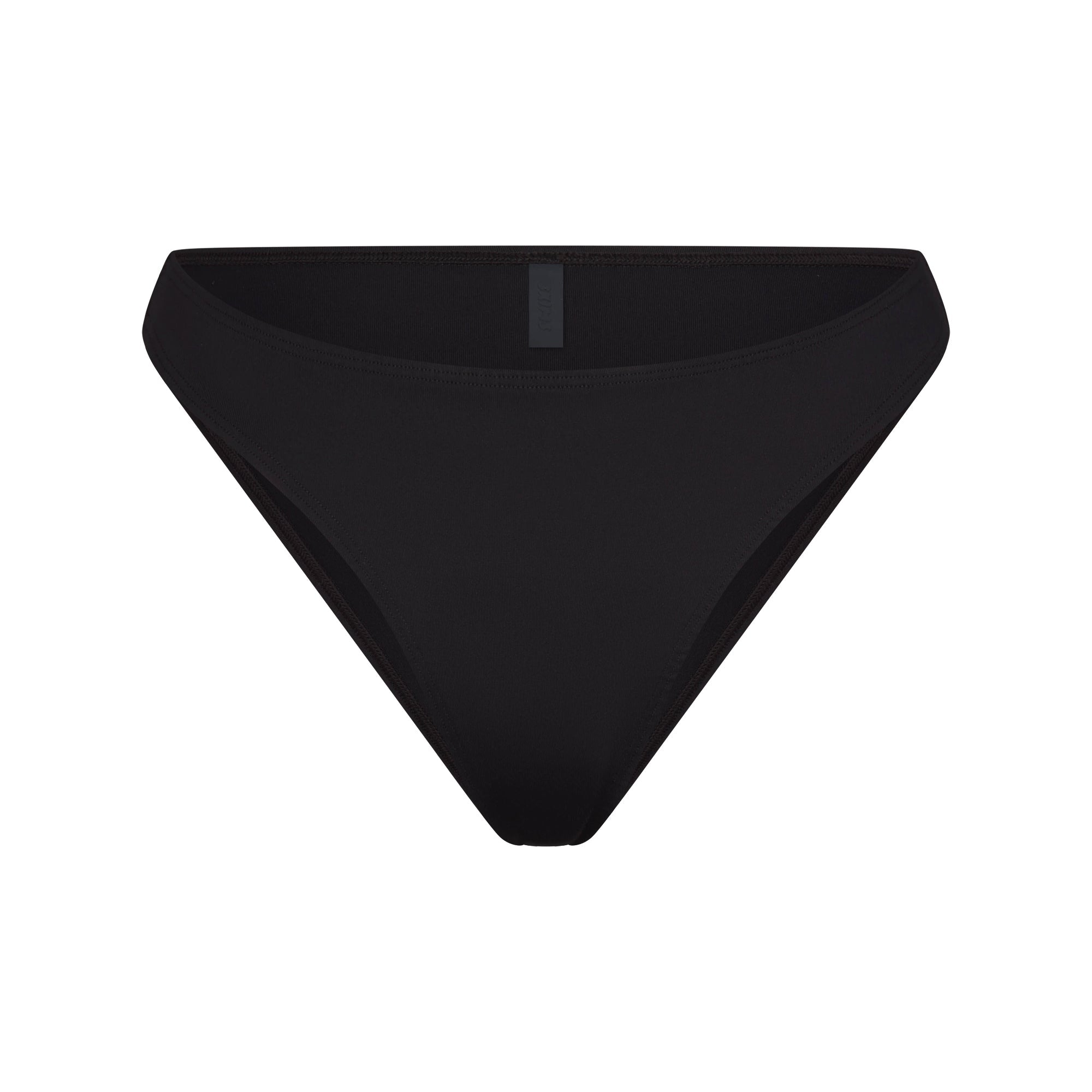 ICONIC SWIM HIGH LEG BIKINI BOTTOM | OBSIDIAN FLAT ON A WHITE BACKGROUND | FLT