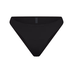 ICONIC SWIM HIGH LEG BIKINI BOTTOM | OBSIDIAN FLAT ON A WHITE BACKGROUND | FLT