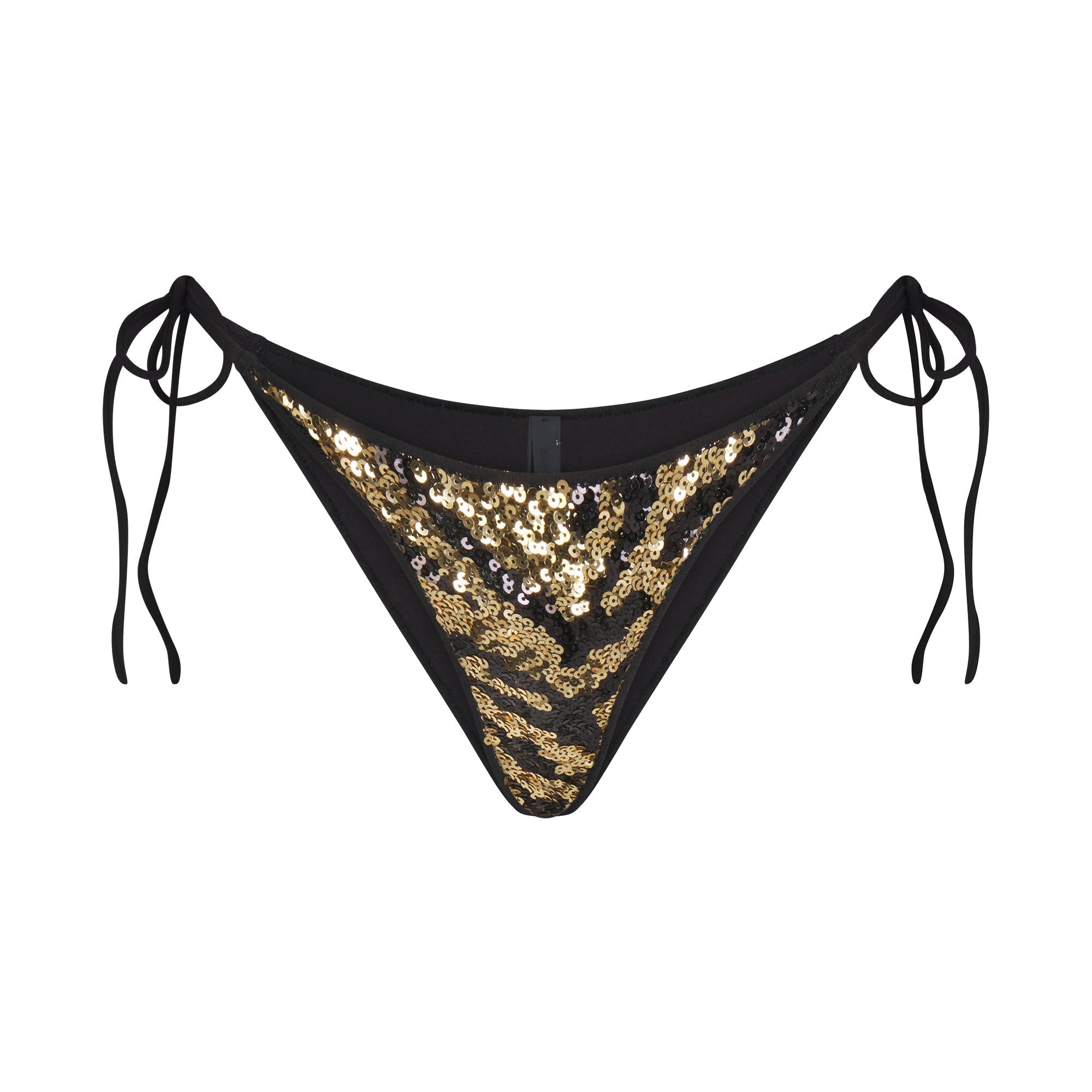 ICONIC SWIM SEQUIN BIKINI BOTTOM | BISCOTTI SEQUINED ZEBRA FLAT ON A WHITE BACKGROUND @ | FOCUS: 0.0, 1.0, 0.9