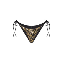 ICONIC SWIM SEQUIN BIKINI BOTTOM | BISCOTTI SEQUINED ZEBRA FLAT ON A WHITE BACKGROUND @ | FOCUS: 0.0, 1.0, 0.9 | FLT