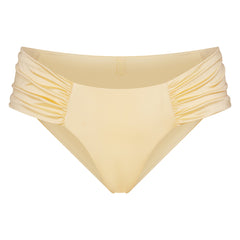 SATIN SWIM RUCHED BIKINI BOTTOM | MARZIPAN FLAT ON A WHITE BACKGROUND | FLT
