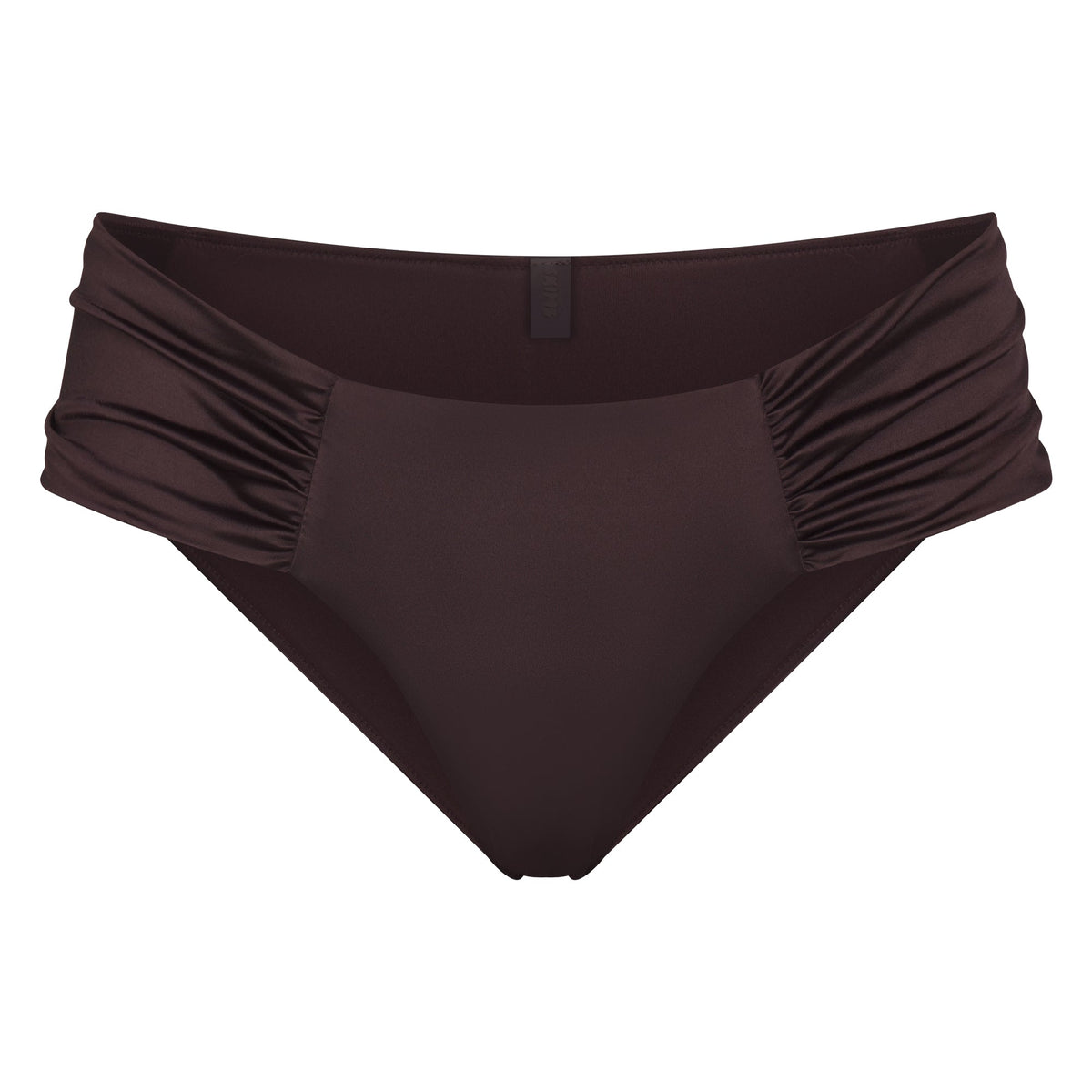 SATIN SWIM RUCHED BIKINI BOTTOM | PHOENIX FLAT ON A WHITE BACKGROUND | FLT
