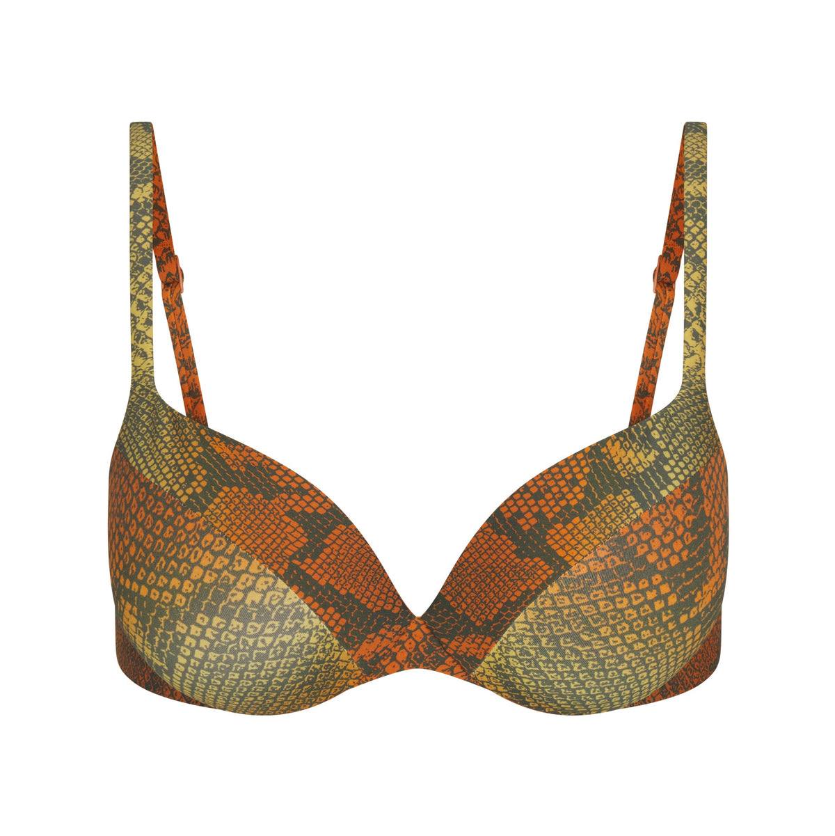 SIGNATURE SWIM ULTIMATE PUSH-UP TIE BACK BIKINI TOP | FOREST OMBRE SNAKE LAYS FLAT ON A WHITE BACKGROUND | FLT