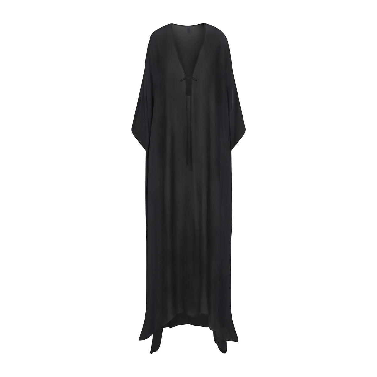 SHEER COVER-UPS LONG KAFTAN | OBSIDIAN FLAT ON A WHITE BACKGROUND | FLT