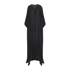 SHEER COVER-UPS LONG KAFTAN | OBSIDIAN FLAT ON A WHITE BACKGROUND | FLT