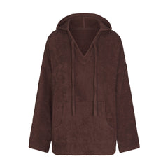 TERRY COVER-UPS OVERSIZED HOODIE | DARK SEPIA LAYS FLAT ON A WHITE BACKGROUND | FLT