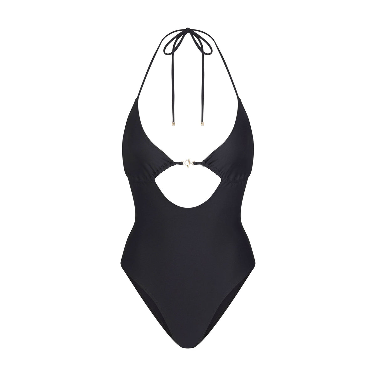 ICONIC SWIM HARDWARE ONE PIECE | OBSIDIAN FLAT ON A WHITE BACKGROUND | FLT