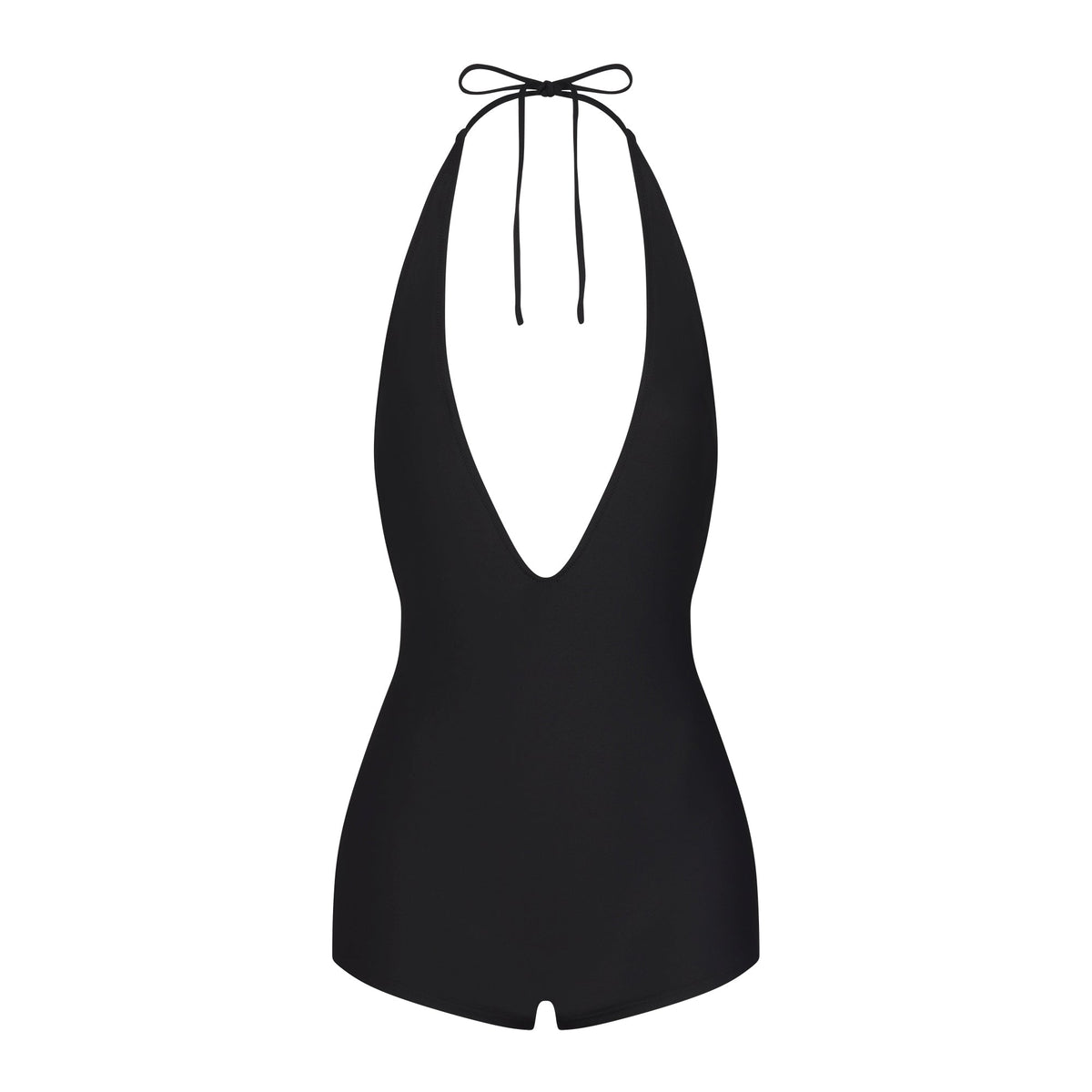 SIGNATURE SWIM PLUNGE SHORTIE ONE PIECE | ONYX LAYS FLAT ON A WHITE BACKGROUND | FLT