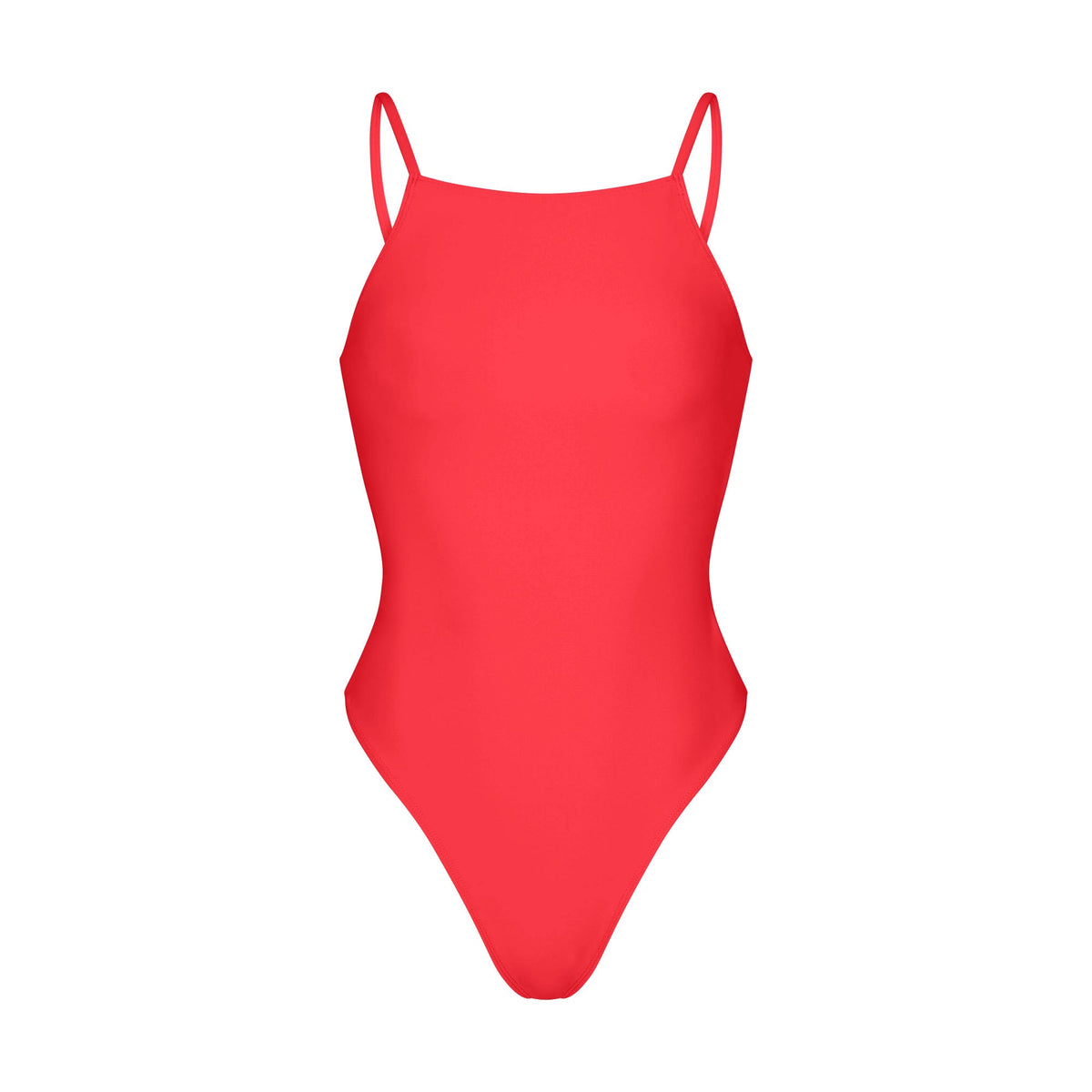 ICONIC SWIM HIGH NECK ONE PIECE | CARMINE FLAT ON A WHITE BACKGROUND | FLT