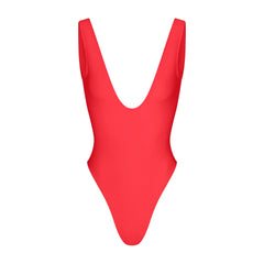 ICONIC SWIM SQUARE NECK ONE PIECE | CARMINE FLAT ON A WHITE BACKGROUND | FLT