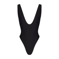 ICONIC SWIM SQUARE NECK ONE PIECE | OBSIDIAN FLAT ON A WHITE BACKGROUND | FLT