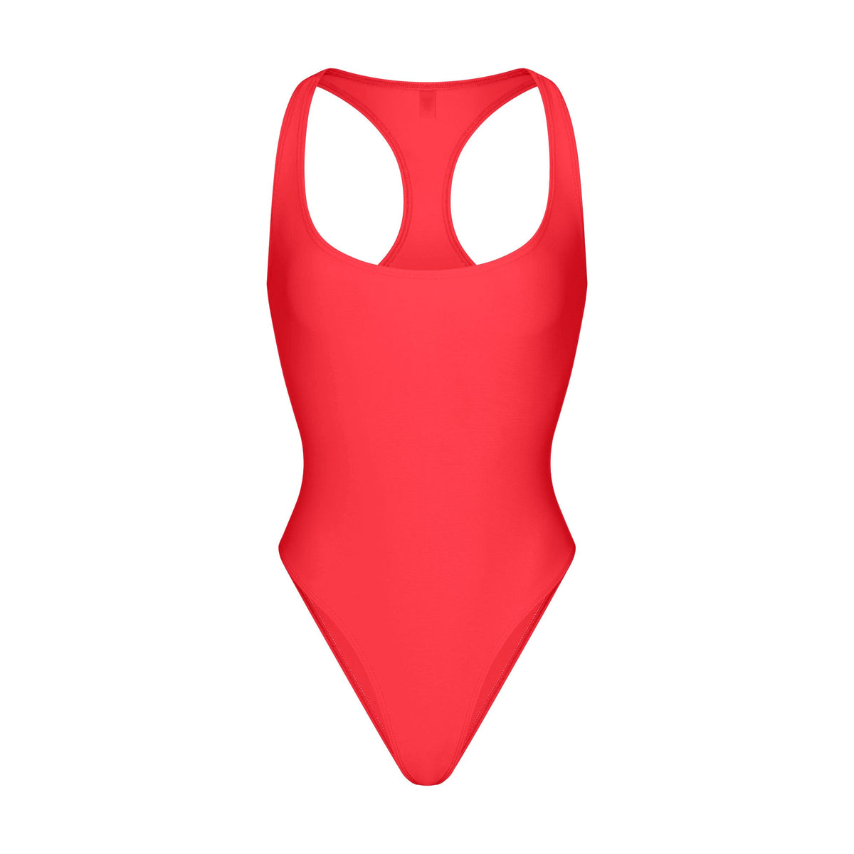 ICONIC SWIM RACERBACK ONE PIECE | CARMINE FLAT ON A WHITE BACKGROUND | FLT