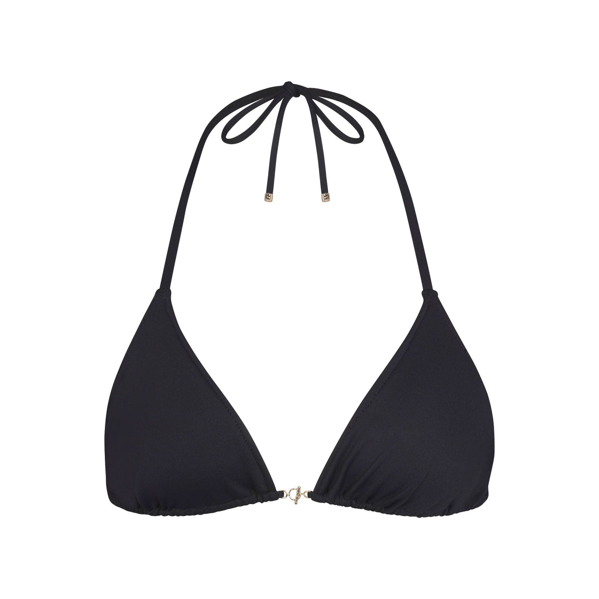 ICONIC SWIM HARDWARE TRIANGLE BIKINI TOP | OBSIDIAN FLAT ON A WHITE BACKGROUND | FLT