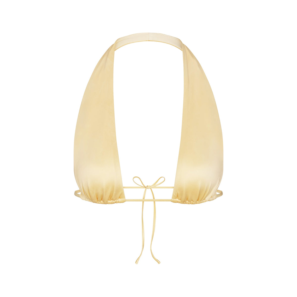 SATIN SWIM PLUNGE BIKINI TOP | MARIZPAN FLAT ON A WHITE BACKGROUND | FLT
