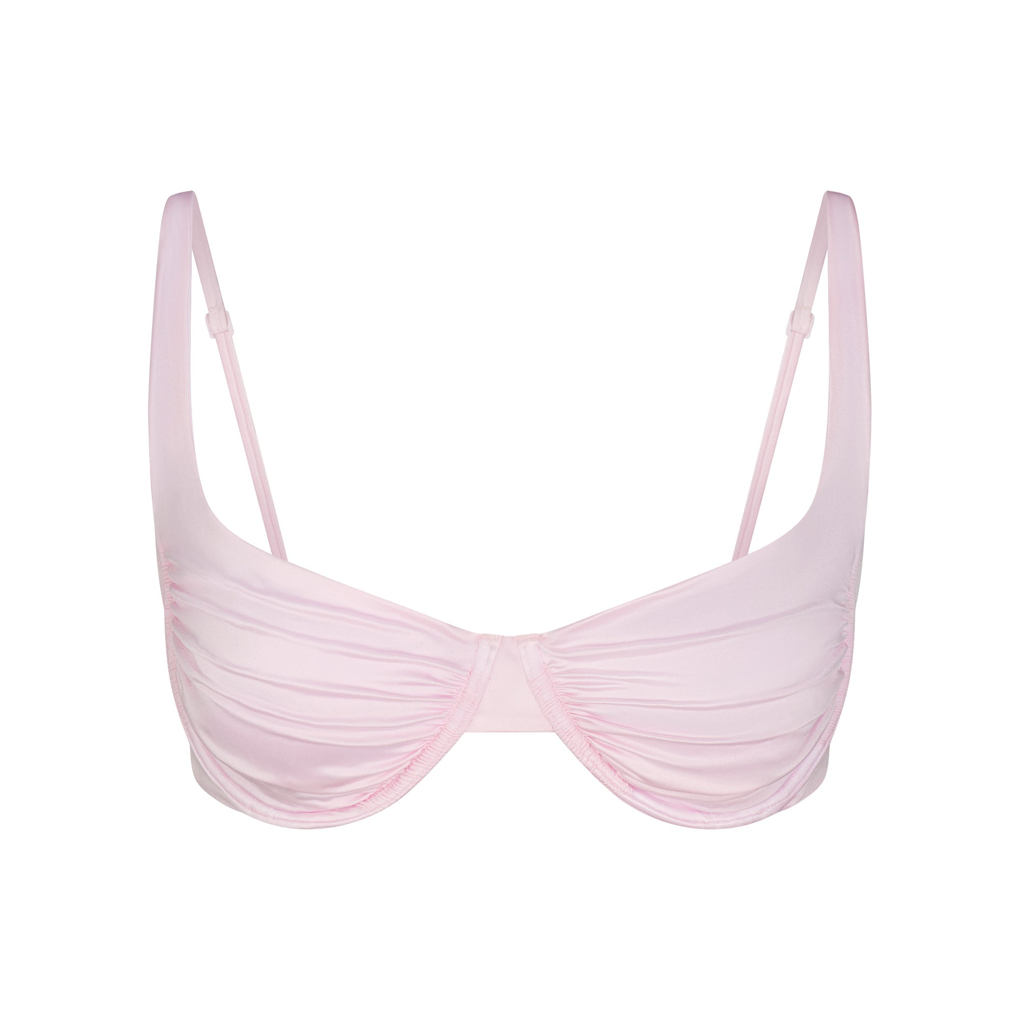 SATIN SWIM UNDERWIRE BALCONETTE BIKINI TOP | CHERRY BLOSSOM FLAT ON A WHITE BACKGROUND | FLT