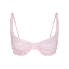 SATIN SWIM UNDERWIRE BALCONETTE BIKINI TOP | CHERRY BLOSSOM FLAT ON A WHITE BACKGROUND | FLT