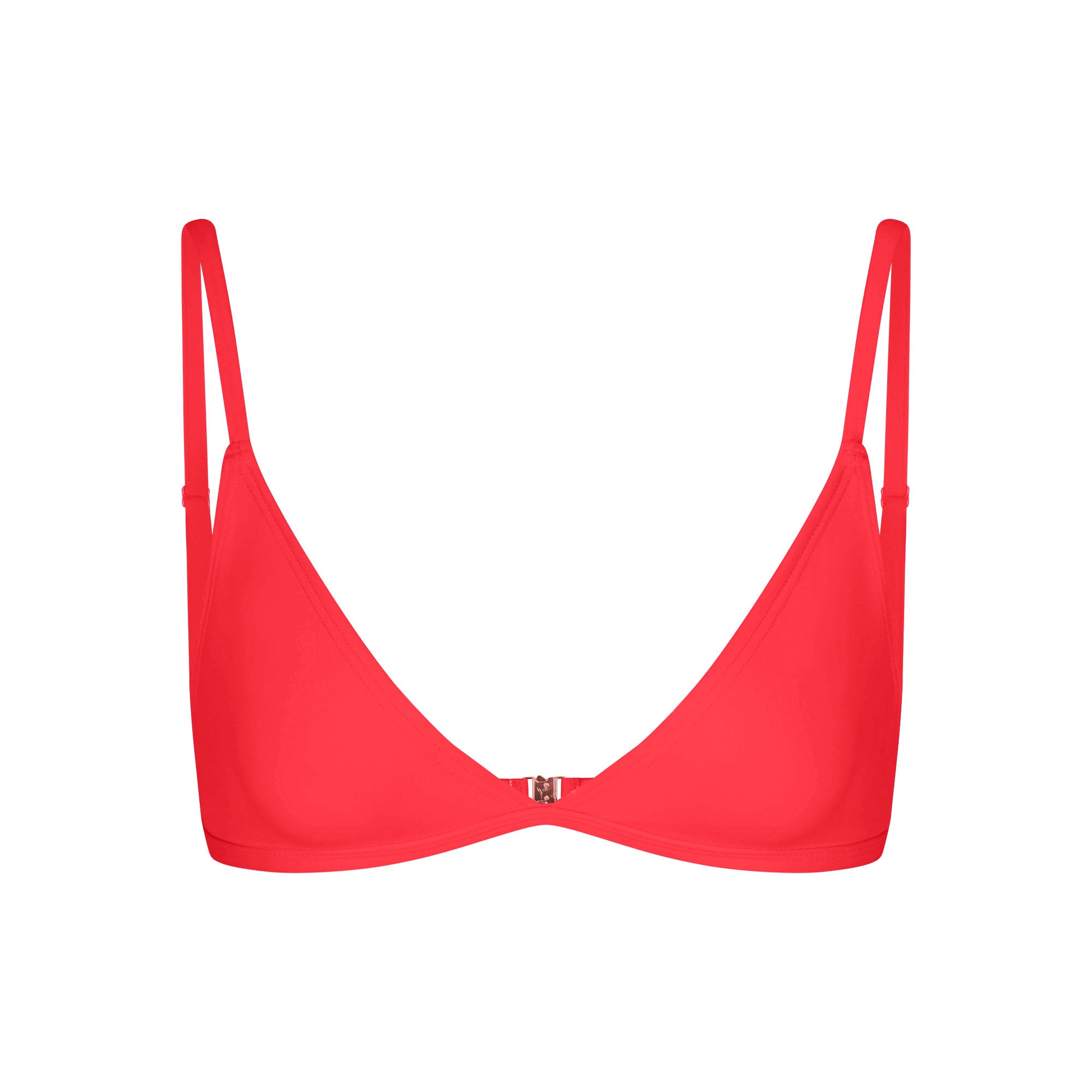 ICONIC SWIM TRIANGLE BIKINI TOP | CARMINE FLAT ON A WHITE BACKGROUND | FLT