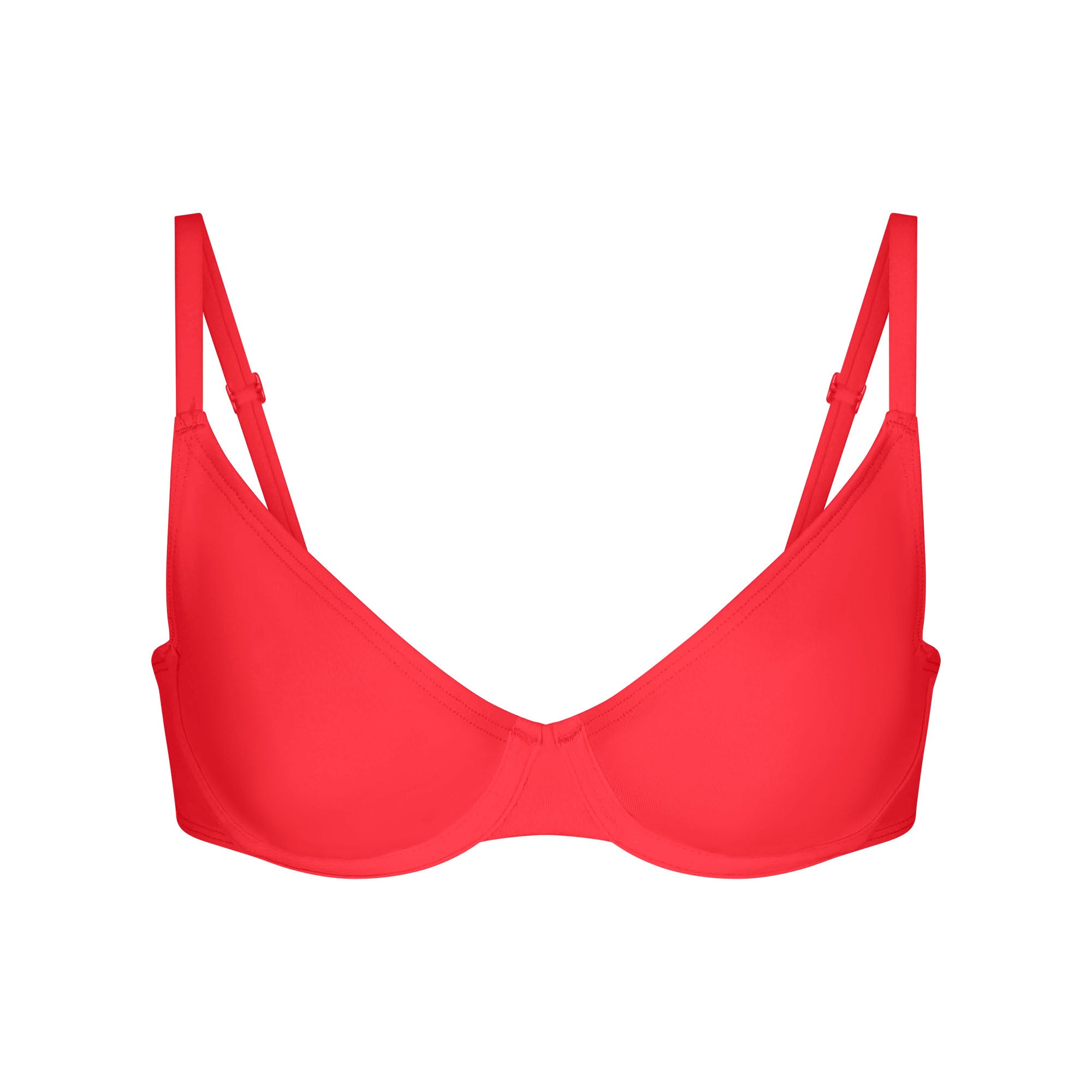 ICONIC SWIM UNDERWIRE DEMI BIKINI TOP | CARMINE FLAT ON A WHITE BACKGROUND | FLT