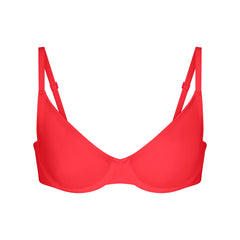 ICONIC SWIM UNDERWIRE DEMI BIKINI TOP | CARMINE FLAT ON A WHITE BACKGROUND | FLT