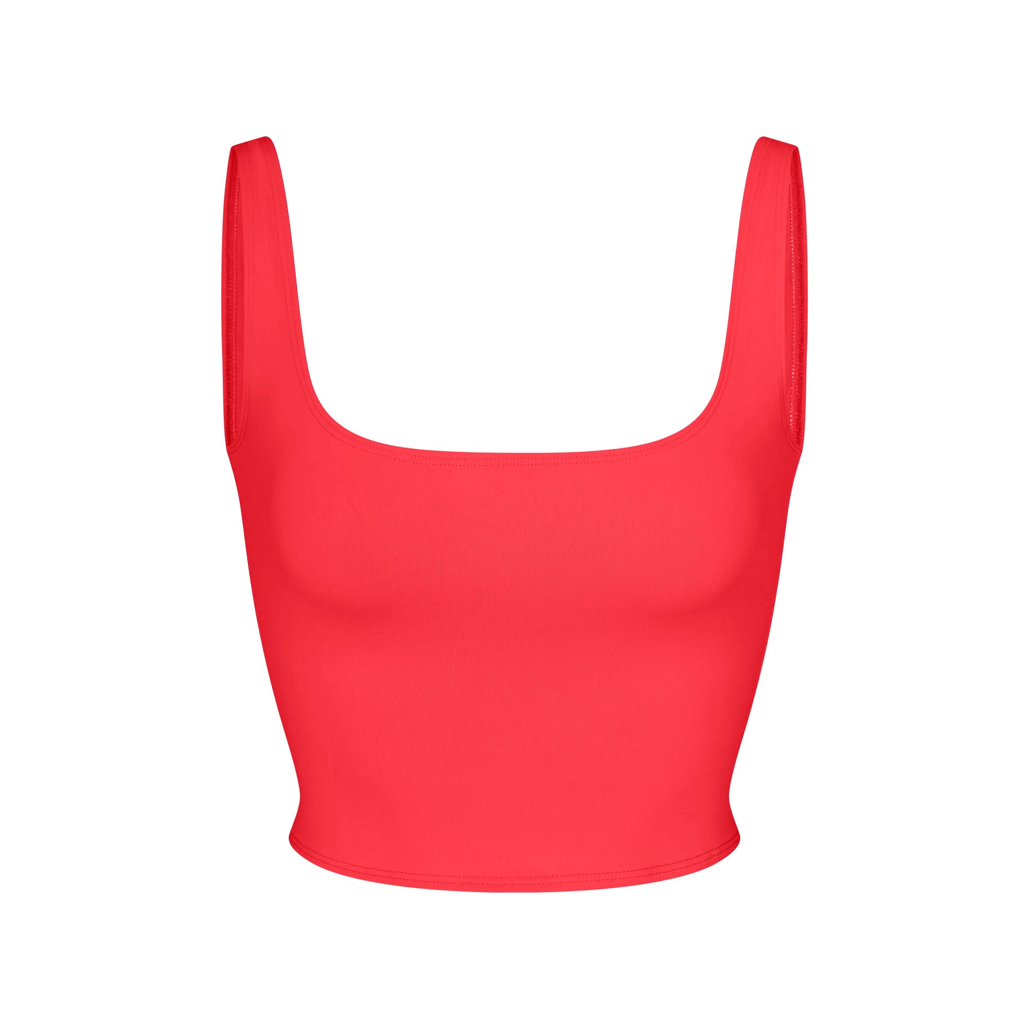 ICONIC SWIM CROP TOP | CARMINE FLAT ON A WHITE BACKGROUND | FLT