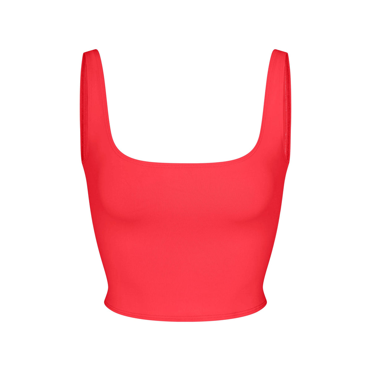 ICONIC SWIM CROP TOP | CARMINE FLAT ON A WHITE BACKGROUND | FLT