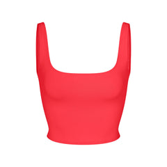 ICONIC SWIM CROP TOP | CARMINE FLAT ON A WHITE BACKGROUND | FLT