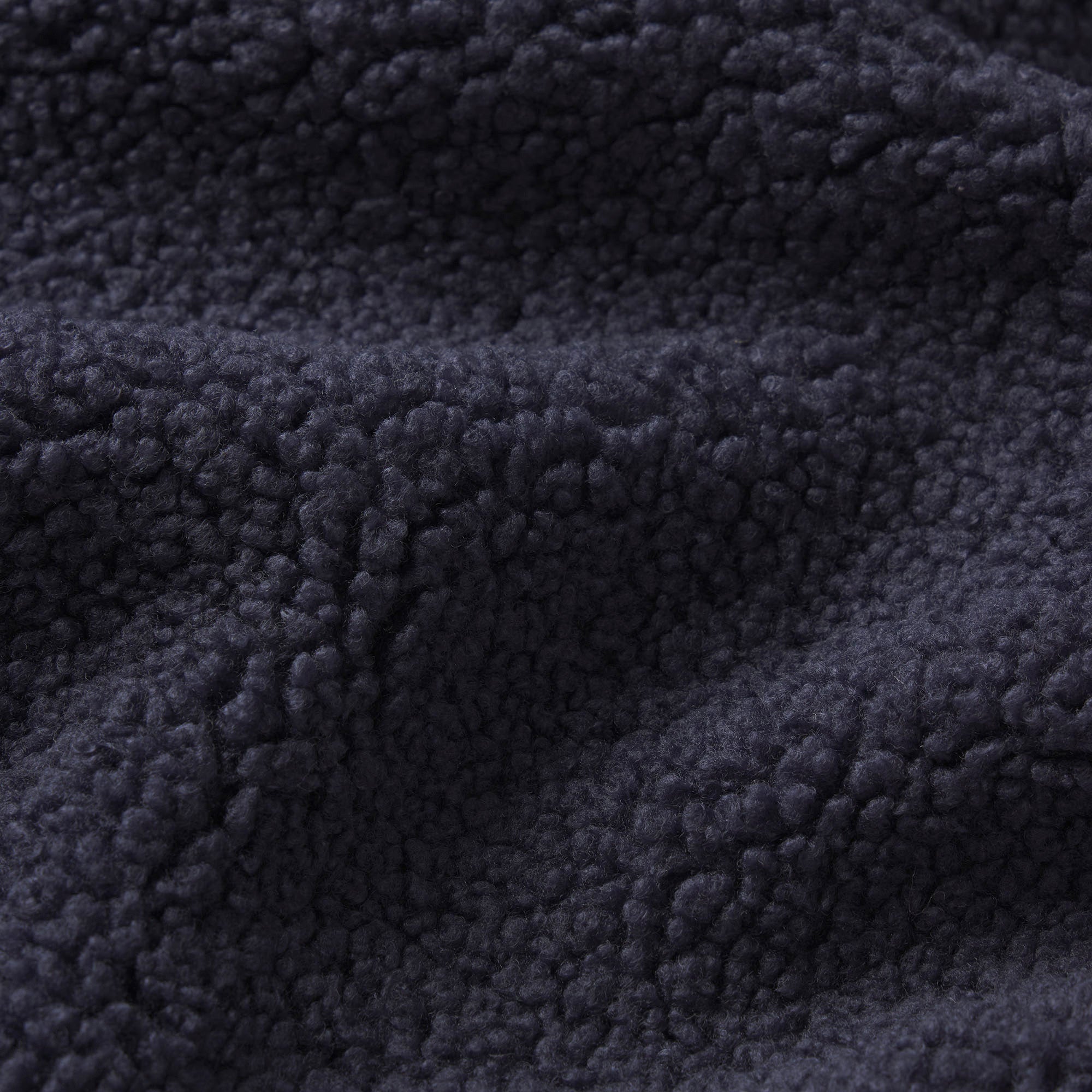 TEDDY BOXY ZIP UP JACKET | NAVY & LAYS FLAT ON A WHITE BACKGROUND | FLT