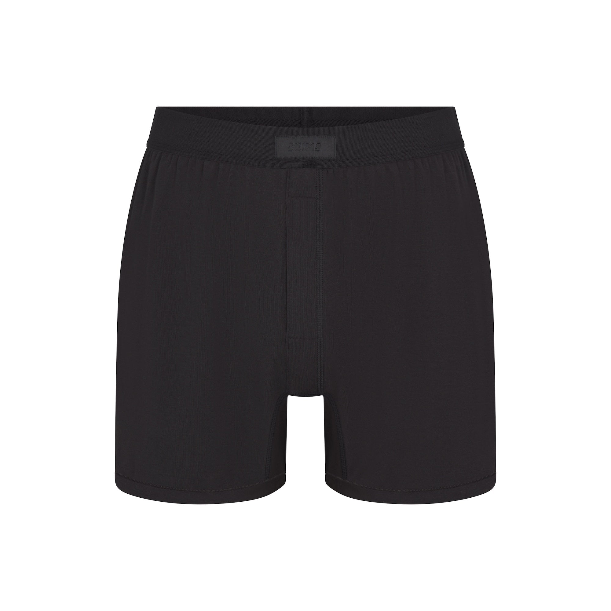 SKIMS COTTON MENS KNIT BOXER | ONYX (MENS BOXERS) FLAT ON A WHITE BACKGROUND | FLT