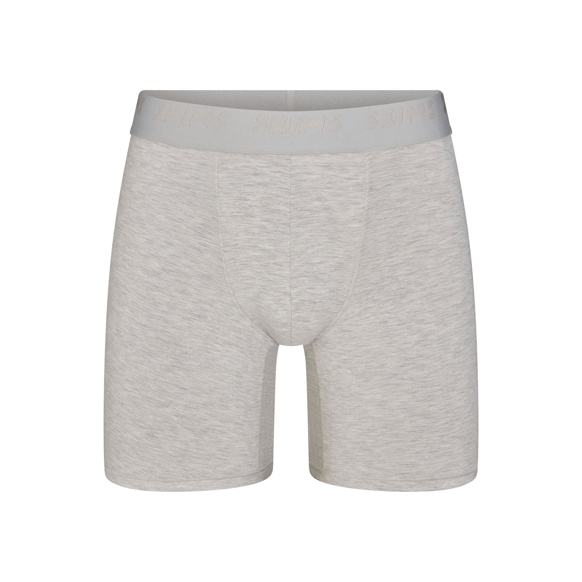 SKIMS STRETCH MENS 5" BOXER BRIEF | LIGHT HEATHER GREY FLAT ON A WHITE BACKGROUND | FLT @ | FOCUS: 0.0, 1.0, 0.9