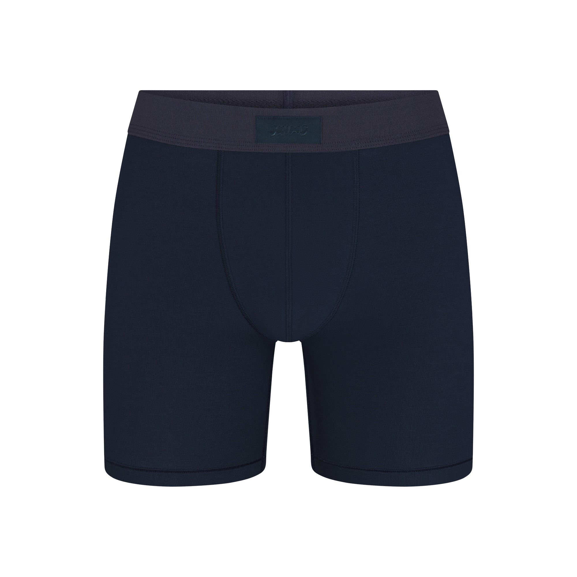 SKIMS COTTON MENS 5" BOXER BRIEF | NAVY FLAT ON A WHITE BACKGROUND | FLT