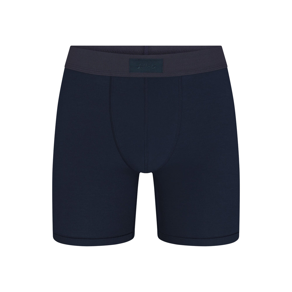 SKIMS COTTON MENS 5" BOXER BRIEF | NAVY FLAT ON A WHITE BACKGROUND | FLT